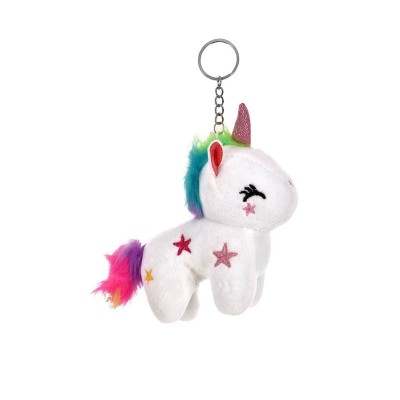 Breloc Unicorn de Plus, Alb/Curcubeu, 14 cm, ATU-088982 foto