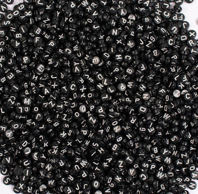 Set 500 margele negre plate cu litere foto
