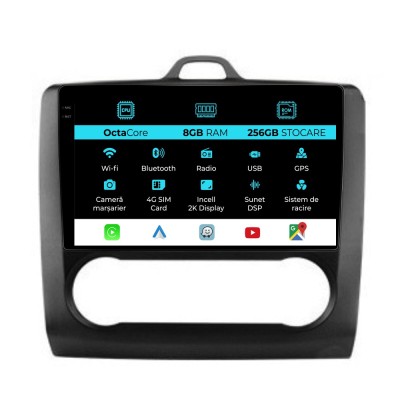 Navigatie Dedicata Ford Focus (2004-2012), 2K, 8Gb Ram, 256Gb Stocare, Carplay, Clima automata foto