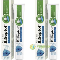 Pachet BiSeptol Pasta de Dinti cu Bicarbonat de Sodiu si Argint Ionic 75ml+75ml