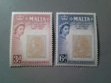 Serie mica Malta 1960 Regina Elisabeta II si 100 Ani primul timbru , 2 valori, Nestampilat
