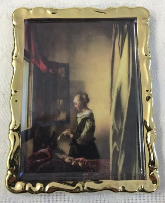 Tablou - porțelan - Crestley Collection - Jan Vermeer - Cititoarea de scrisori foto