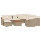 Cumpara ieftin Set canapele de gradina cu perne, 11 piese, bej, poliratan