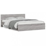 Cumpara ieftin Cadru de pat cu tăblie și LED, gri sonoma, 150x200 cm