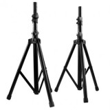Set 2 Stative Boxe Boomtone DJ Reglabile 72-130cm, Sarcina Maxima 30kg, Metal Negru, Picior Trepied, Diametru 35mm