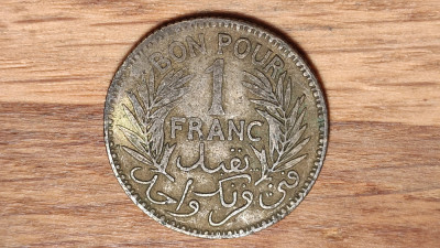 Tunisia protectorat francez -moneda de colectie- 1 franc 1945 - Camera de comert foto
