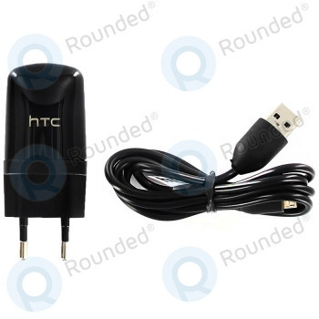 &amp;Icirc;ncărcător de călătorie USB HTC TC E250 negru incl. Cablu de date USB 1000mAh 99H10161-01 foto