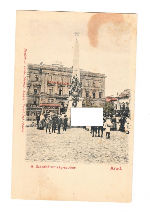CP Arad - Grupul statuar Sf. Treime, pana in 1918, necirculata, patata