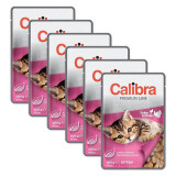 CALIBRA Cat Kitten bucăți de pui și curcan &icirc;n sos 6 x 100 g