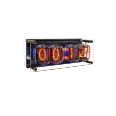 Ceas Nixie cu tuburi IN-12, iluminare RGB in 7 culori, modul DS3231, data, ora, carcasa acril transparent, Micro USB