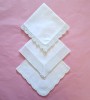 Set de 3 batiste Vintage din bumbac cu margine crosetata manual