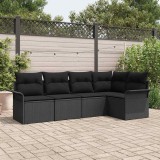 VidaXL Set de canapele pentru grădină cu pernă 5 pcs Negru Rattan poli