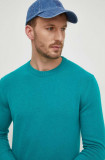 United Colors of Benetton pulover din amestec de lana barbati, culoarea verde, light