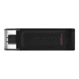 MEMORIE USB 3.2 Type-C KINGSTON 128 GB, clasica, carcasa plastic, negru, &quot;DT70/128GB&quot; (timbru verde 0.03 lei)