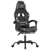 Cumpara ieftin Scaun de gaming cu suport picioare, negru/camuflaj, piele eco
