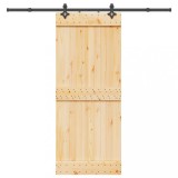 Cumpara ieftin Ușă glisantă cu set de feronerie 85x210 cm, lemn masiv de pin