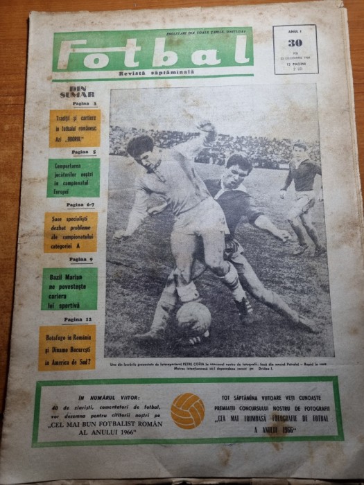fotbal 22 decembrie 1966-unirea tricolor,dinamo obor,mircea lucescu,dobrin