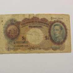 CY - Dollar dolar 1949 Barbados / portret Rege George VI / foarte RARA