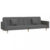 Cumpara ieftin Canapea extensibila cu 2 locuri, 2 perne, gri inchis, textil
