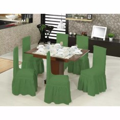 Set 6 huse scaune cu volane din bumbac elasticizat - HEP95