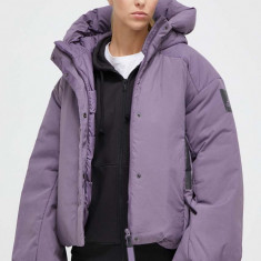 adidas geaca de puf femei, culoarea violet, de iarna