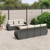 Cumpara ieftin Set mobilier de grădină cu perne, 8 piese, negru, poliratan