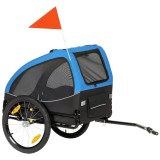 PawHut Remorcă pliabilă pentru c&acirc;ini cu reflectoare, ferestre din plasă, roți, ușă, steguleț de siguranță pentru c&acirc;ini p&acirc;nă la 20 kg 138x70x89 cm Alba