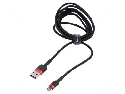 Cablu USB 2.0 High Speed 2m Negru Textil 1,5A foto