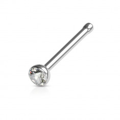 Piercing drept pentru nas din oțel inoxidabil 316L &ndash; zirconiu strălucitor transparent, lățime 0,6 mm