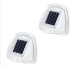 Corp iluminat solar exterior perete 8 LED, 8.5 x 9 cm, 2V, 600mAh, rezistent la intemperii, carcasa ABS, lumina alb rece, eMazing, Set 2 buc