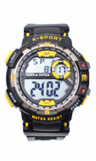 Ceas de mana barbati sport, cu sistem digital negru cu galben - MF8002 foto