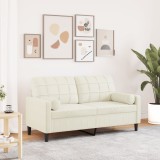 VidaXL Canapea cu 2 locuri cu pernuțe, crem, 140 cm, catifea 3278227