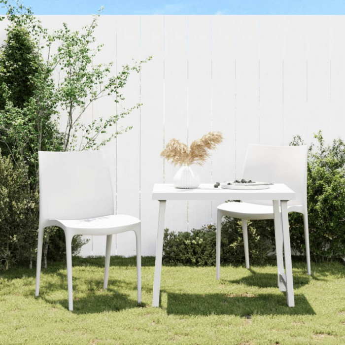 Scaune de gradina, 2 buc., alb, 50x46x80 cm, polipropilena GartenMobel Dekor