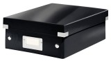 Cutie depozitare Leitz WOW Click &amp; Store Organizer, carton laminat, partial reciclat, cu capac, 22x10x28 cm, negru