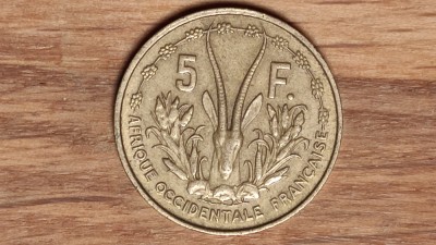 Africa de Vest Occidentala Franceza - 5 francs (franci) 1956 - stare ff buna foto