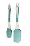 Cumpara ieftin Set Spatula Pensula Silicon Turcoaz, 24cm, Plastic, Ustensile Gatit, 2 Bucati