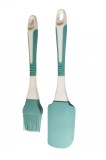 Cumpara ieftin Set Spatula si Pensula din plastic cu silicon, Turcoaz, 24 cm, 371COF