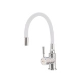 Robinet Mixer Chiuveta Leziter Corin Alb Gura Flexibila Reglabil Crom