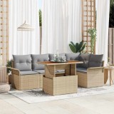 Cumpara ieftin Set de canapele pentru gradina 6 buc. Beige si gri deschis