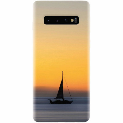Husa silicon pentru Samsung Galaxy S10 Plus, Wind Sail Boat Ocean Sunset foto