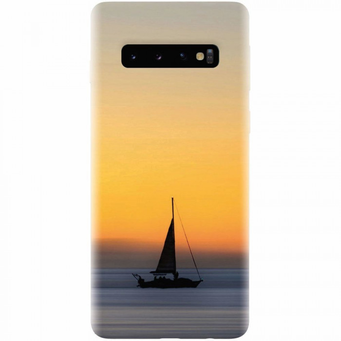 Husa silicon pentru Samsung Galaxy S10 Plus, Wind Sail Boat Ocean Sunset