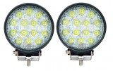 Set 2 x Proiector LED auto offroad 42W 12V-24V, 3080 lumeni, rotund, Universal