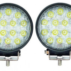 Set 2 x Proiector LED auto offroad 42W 12V-24V, 3080 lumeni, rotund