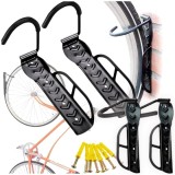 Cumpara ieftin Suport perete bicicleta, set 2 carlige metalice, montaj vertical, rezistenta 30 kg, negru