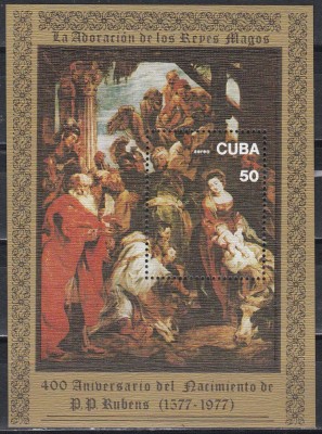 Cuba 1977 - 400 de ani de la nașterea lui Rubens, Colita, MNH foto
