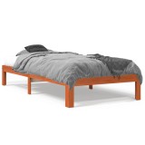 Gossi cadru pat fara saltea, maro ceruit, 75x190 cm, lemn masiv pin
