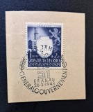 Generalgouvernement / Polonia 1943 Fragment Comemorativ Vier Jahre Generalgouvernement (1+2 Złoty Albastru) Ștampilat special Krakau 26.X.1943 - CKL2