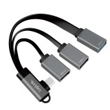 HUB extern LOGILINK, porturi USB: USB 2.0 x 2 + USB 3.0 x 1, conectare prin USB-C 3.2 Gen1 90 grade, 0.15m flat, aluminiu, ecranaj, negru-gri, &quot;UA0361
