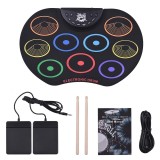 Set Tobe electronice digitale din Silicon cu pedale de picior, USB 9 USB 9 Padu-ri de tobe colorate, Negru