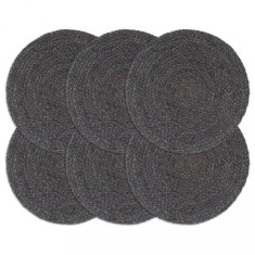 vidaXL Naproane, 6 buc., gri &icirc;nchis, 38 cm, iută, rotund 133837